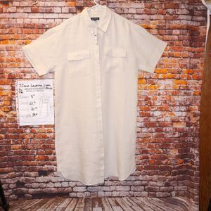 J. Crew Capitaine Shirtdress Linen White CI927 Medium Tall